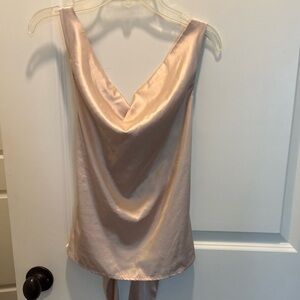 LN Vestique Cowl Neck Tank Wrap Satin Cream Top Small